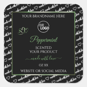 Black and White Word Art Green Product Labels Logo