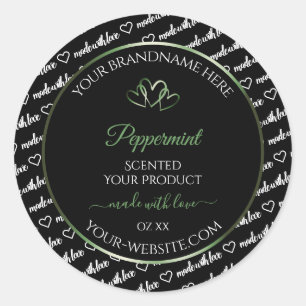 Black and White Word Art Product Label Green Heart