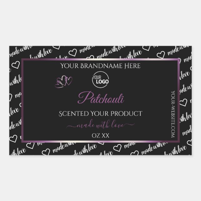 Black and White Word Art Purple Product Label Logo (Front)