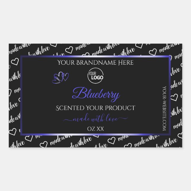 Black and White Word Cloud Blue Product Label Logo (Front)