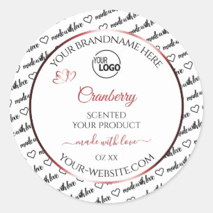 Black and White Word Cloud Logo Product Labels Red