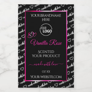 Black and White Word Cloud Pink Product Label Logo