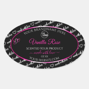Black and White Word Cloud Pink Product Label Logo