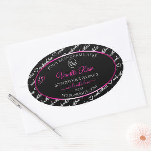 Black and White Word Cloud Pink Product Label Logo