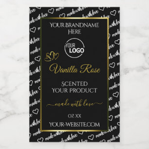 Black and White Word Cloud Product Label Logo Gold