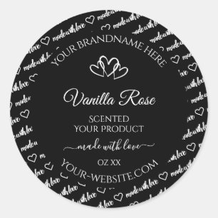 Black and White Words Cloud Product Labels Hearts
