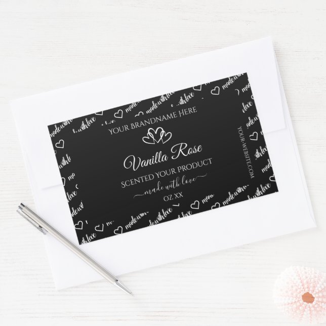 Black and White Words Cloud Product Labels Hearts (Envelope)