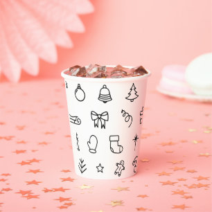 Black and white world Christmas and New Year Paper Cups