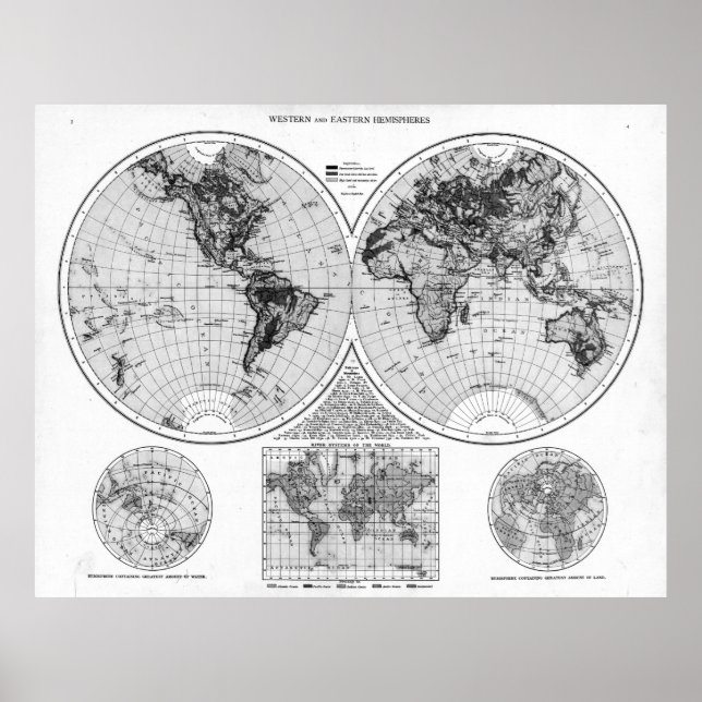 Black and White World Map (1895) 2 Poster (Front)