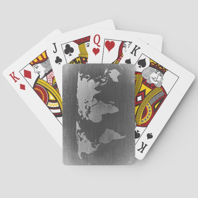 Black and white world map playing cards (Back)