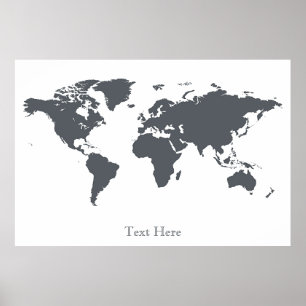 Black And White World Map Posters 10 Personalised