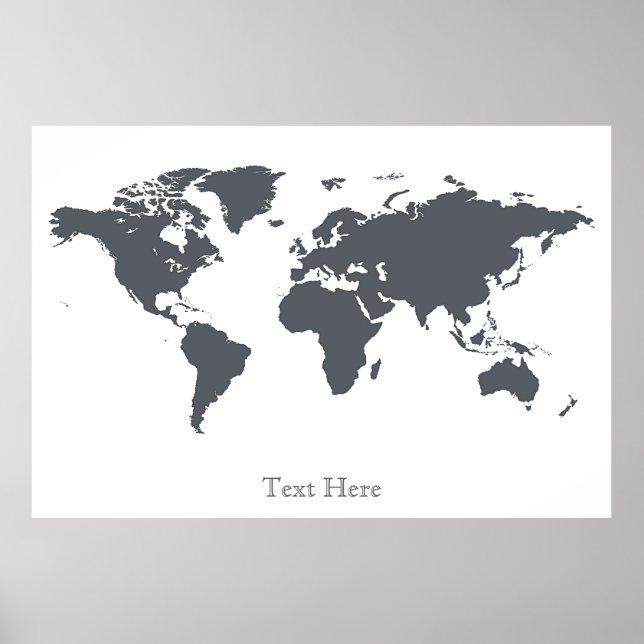 Black And White World Map Posters 10 Personalised (Front)