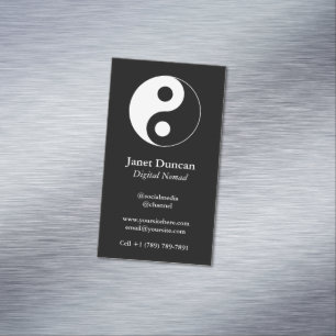 Black and White Yin and Yang Symbol Magnetic Business Card
