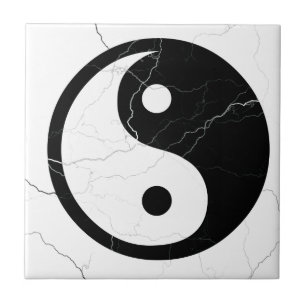 Black and White Yin and Yang Tile