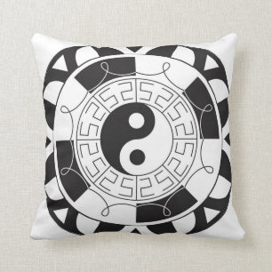 Black And White Yin Yang Pattern Cushion