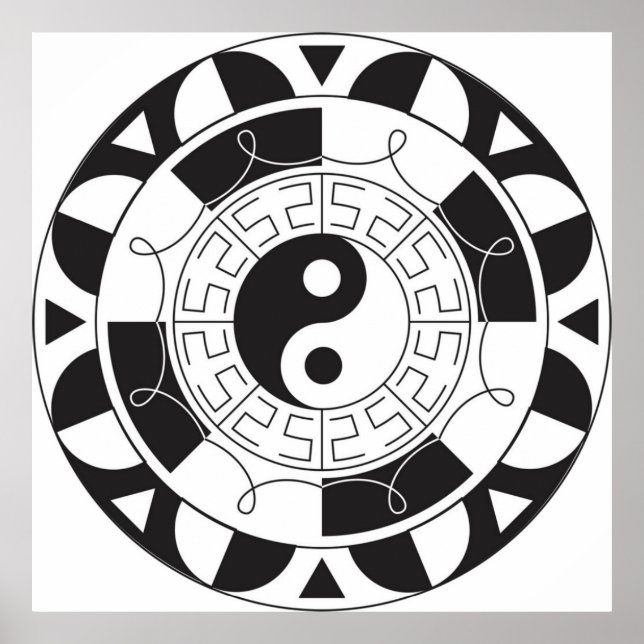 Black And White Yin Yang Pattern Poster (Front)
