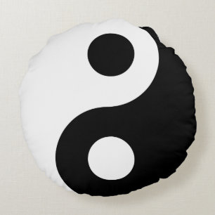 Black and White Yin Yang Round Cushion