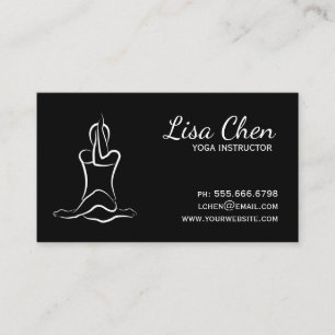 Black and White Yoga Instructor Business Card