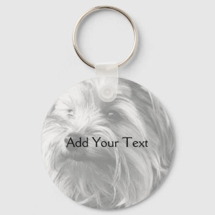 Black and White Yorkshire Terrier Yorkie Key Ring