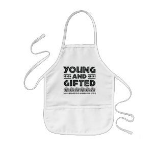 Black and White Young and Gifted African Graphic Kids Apron