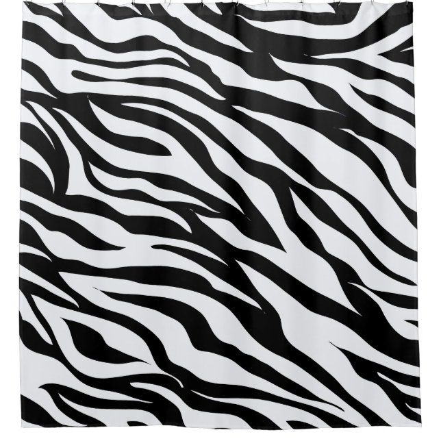 Black and White Zebra Animal Print Pattern Shower Curtain (Front)