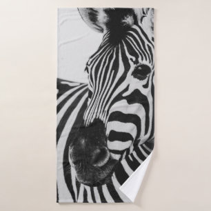 BLACK AND WHITE ZEBRA BATH TOWEL