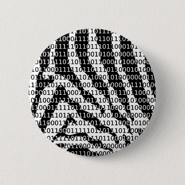 Black and White Zebra Binary Code 6 Cm Round Badge (Front)
