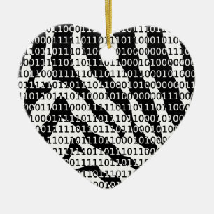 Black and White Zebra Binary Code Ceramic Ornament