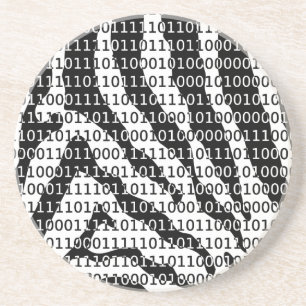 Black and White Zebra Binary Code Coaster
