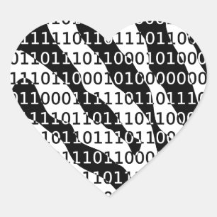 Black and White Zebra Binary Code Heart Sticker