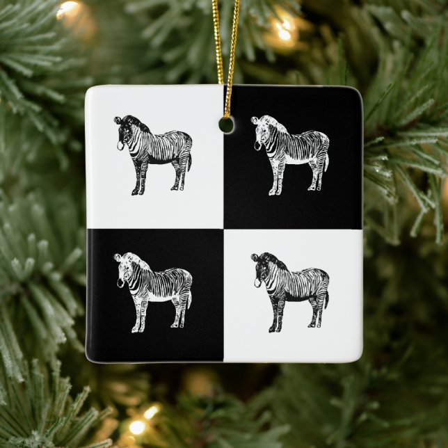 Black and white zebra ceramic ornament (Tree)
