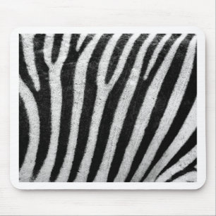Black and White Zebra Hair Stripes Mouse Pad
