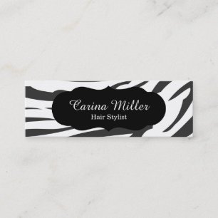 Black and White Zebra Hair Stylist Mini Business Card