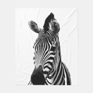 Black and white zebra jungle animal fleece blanket