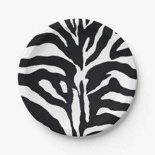 Black and white zebra modern fashion glamour paper plate