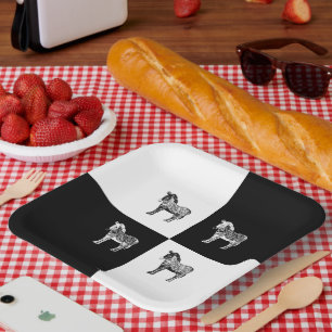 Black and white zebra paper plate