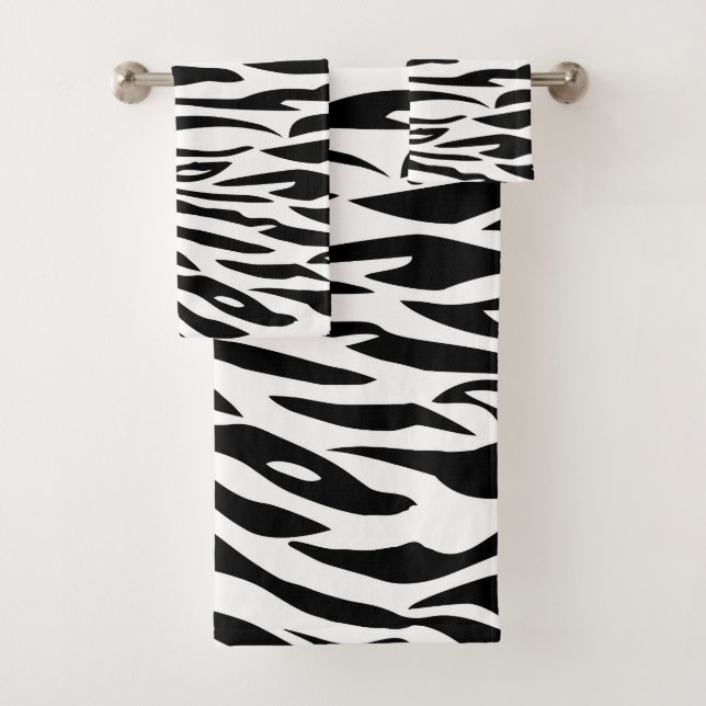 Black and White Zebra Pattern Bath Towel (Insitu)