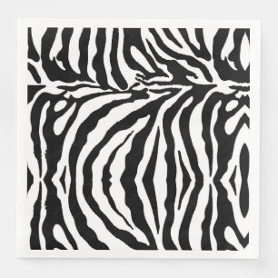 Black and white zebra pattern, safari animals napkin