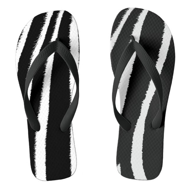 Black and White Zebra Pattern Thongs (Footbed)