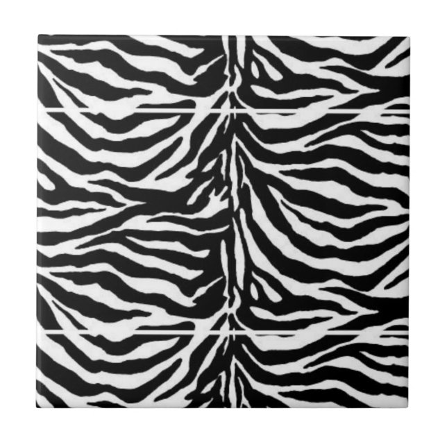 Black and white zebra patterned ceramic tile (Front)