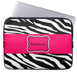 Black and White Zebra Personalised Laptop Sleeve