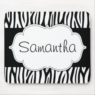Black and White Zebra Personalised Mouse Pad