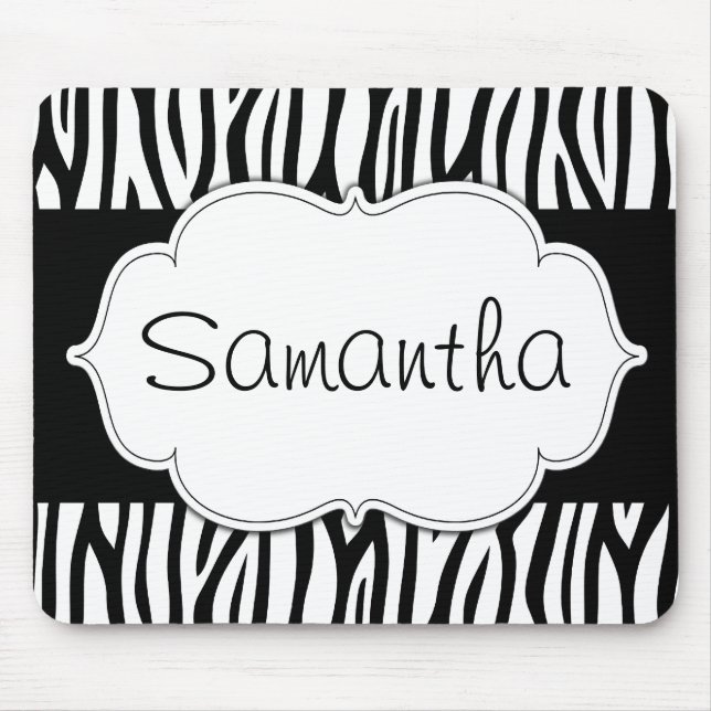 Black and White Zebra Personalised Mouse Pad (Front)