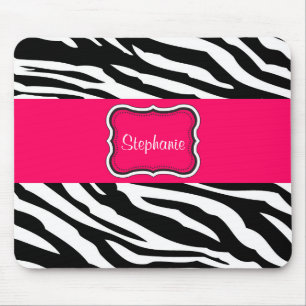 Black and White Zebra Personalised Mouse Pad