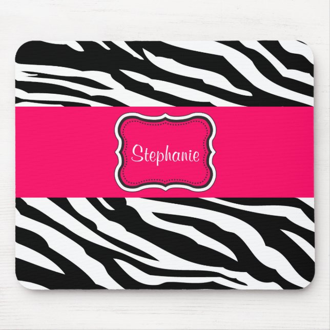 Black and White Zebra Personalised Mouse Pad (Front)