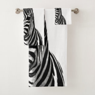 Black and White Zebra Portrait Bath Towel Set