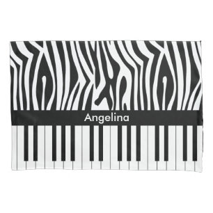 Black and white Zebra print and Piano collection Pillowcase