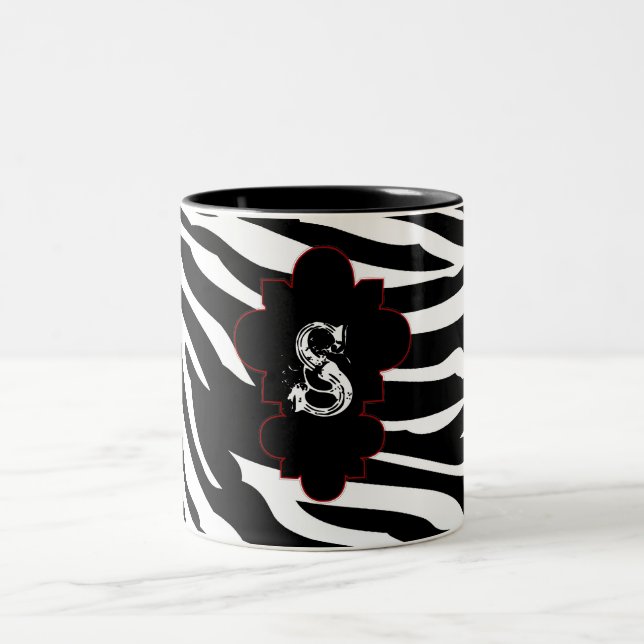 Black and White Zebra Print Animal Coffee Mug Cup (Center)