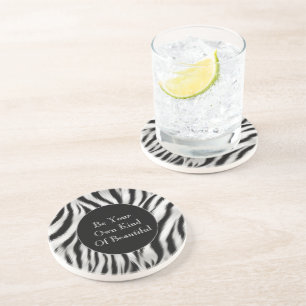 Black and White Zebra Print Animal Safari Coaster