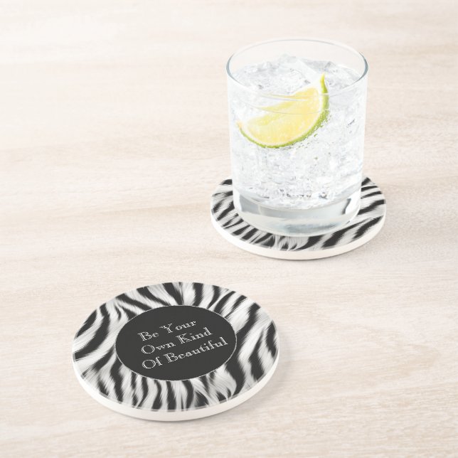 Black and White Zebra Print Animal Safari Coaster (Side)